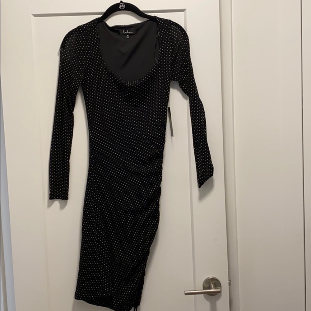 Lulus Polka Dot Sheer Sleeve Dress